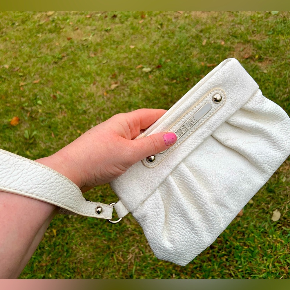 White JLO Clutch with wrist strap